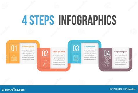 Four Steps Infographic Information Chart In Flat Design In Square