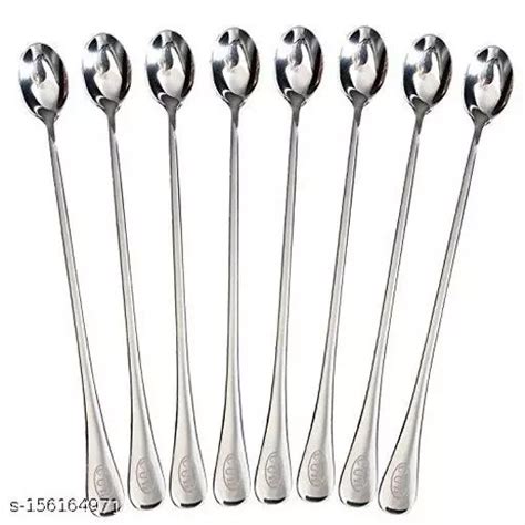 Vishlist 8 Pcs Long Handle Spoon Food Grade Stainless Steel Pack Of Stainless Steel Coffee