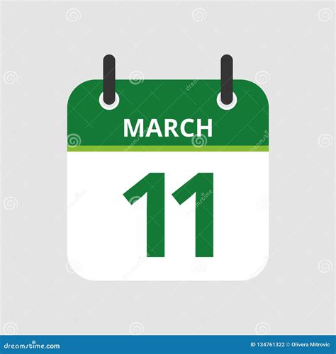Calendar 11th Of March Stock Vector Illustration Of Diary 134761322