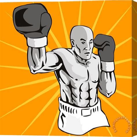 Collection 10 Boxer Boxing Knockout Punch Retro Stretched Canvas