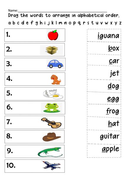 Alphabetical Order 1st Grade Writing Worksheets For Grade 1 Printable