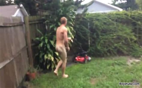 Guy Mowing Lawn Naked