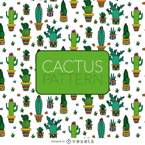 Illustrated Cactus Pattern Vector Download