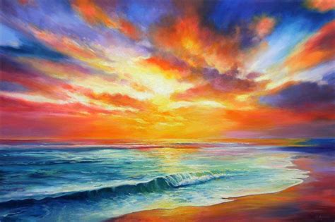 Sunset Symphony Large Seascape Painting 2018 Oil Painting By