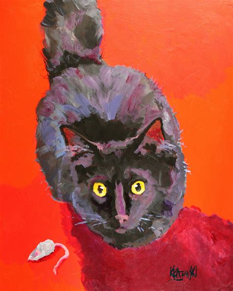 Cat Wall Art Black Cat Art Print Of Original Acrylic Etsy
