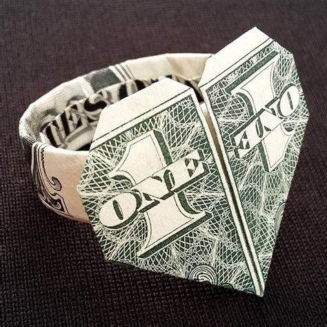 Dollar Bill Origami Ring With Heart Handmade Money Art Little Etsy