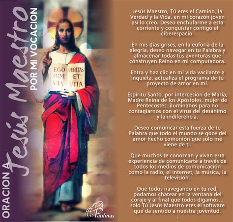 Oración Vocacional A Jesús Maestro Oraciones Carta A Mi Madre