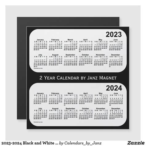 2023 2024 Black And White 2 Year Calendar By Janz