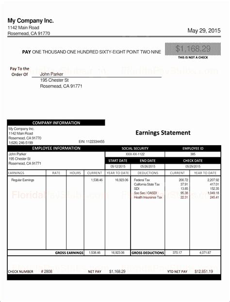 10 Excel Pay Stub Template Excel Templates