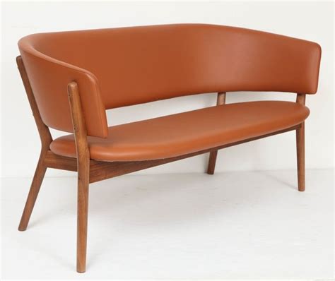 nanna ditzel leather and walnut model nd82 shell sofa denmark 1952 sofa furniture furniture
