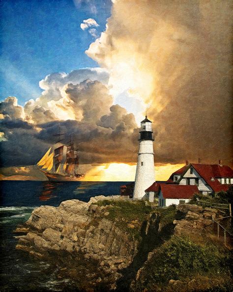 Portland Head Lighthouse Digital Art By Lianne Schneider Fine Art America