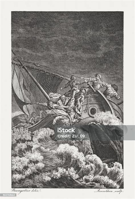 Jonah Thrown Overboard To Calm The Tempest Stock Illustration