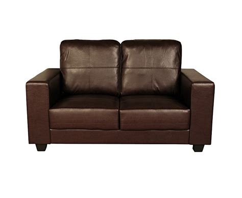 Queensway Brown Faux Leather 2 Seater Sofa Oak Furniture Superstore