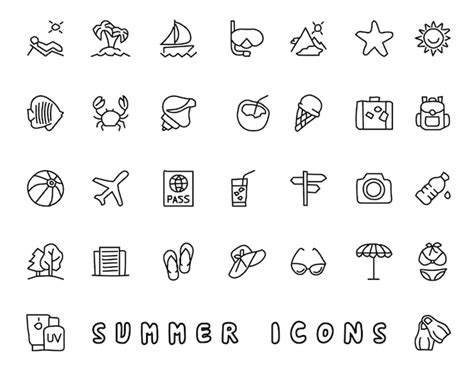 Premium Vector Summer Hand Drawn Icons