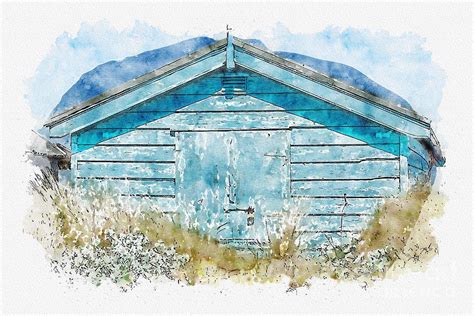 The Blue Beach Hut Painting By John Edwards Fine Art America