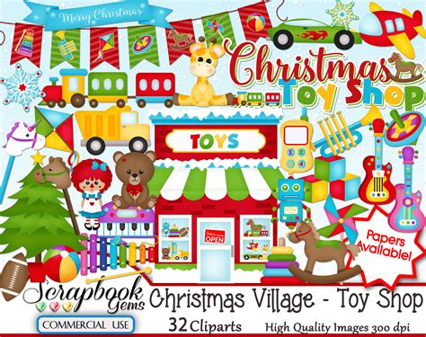 Christmas Toy Shop Clipart 32 Png Clipart Files Instant Etsy Australia