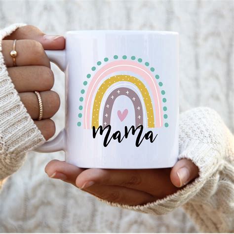 Cute Rainbow Mama Mug Mama Rainbow Coffee Cup T Idea For Etsy