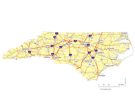 Nc Map With County Lines And Roads United States Map