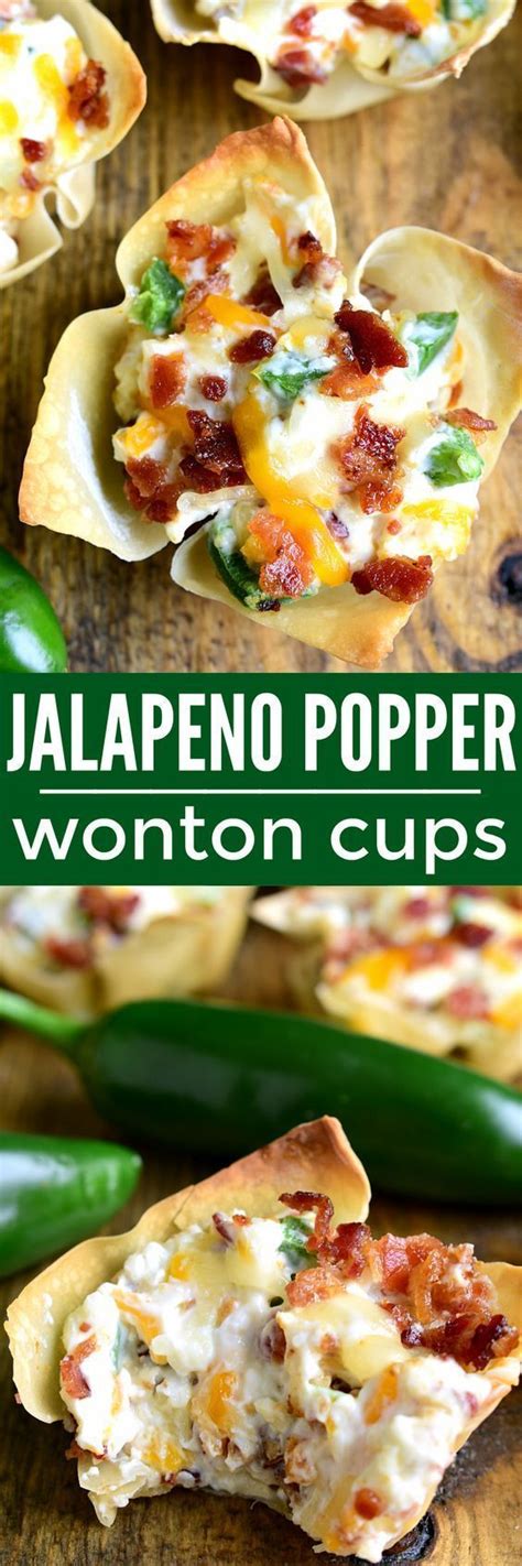 Jalapeno Popper Wonton Cups Recipe Easy Appetizer Recipes Recipes