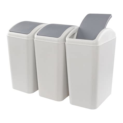 Vababa 3 Pack 45 Gallon Plastic Trash Can With Swing Lid Swing Top