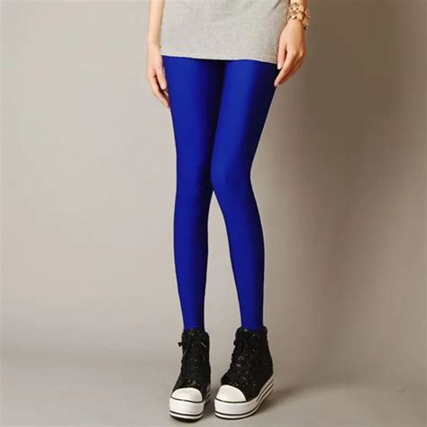 Women Slim Spandex Leggings Solid Candy Color Neon Leggings Adventure Time Skinny High
