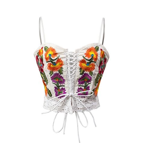 2018 Fashion New Sexy Cross Lace Up Hollow Out Camisole Top Summer Women Crop Tops Boho Floral