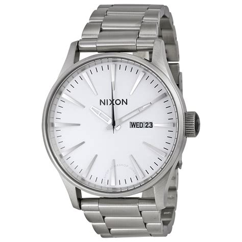 Nixon The Sentry White Dial Stainless Steel Mens Watch A356100 Nixon Watches Jomashop