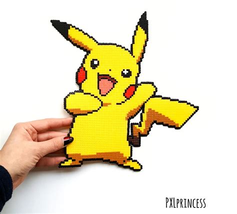 Pikachu Pixel Art Hama Perler Beads Pikachu Pokemon Fridge Etsy