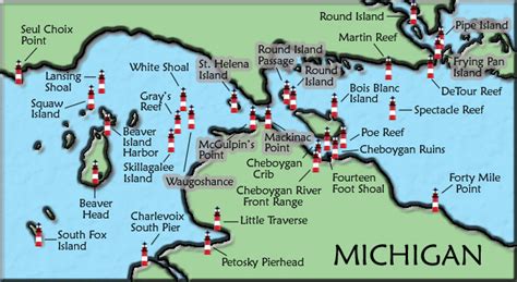 35 Map Of Michigan Lighthouses Maps Database Source