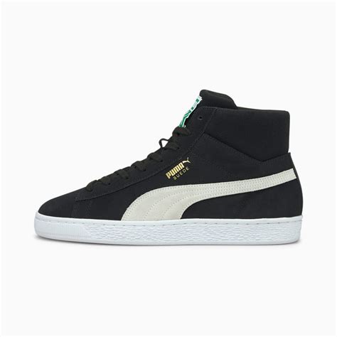 Women's PUMA Suede Mid Xxi Men's Trainers, Black/White/Green, size 5