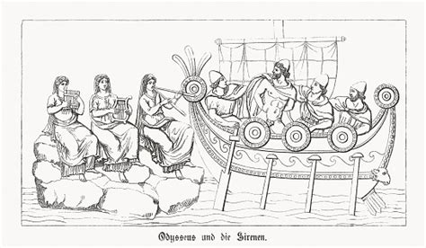 Odysseus And Sirens Homers Odyssey Houtgravure Gepubliceerd In 1868