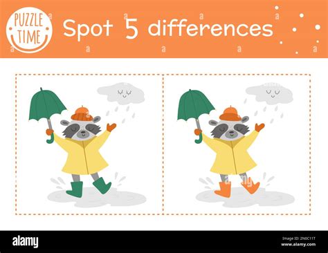 Autumn Find Differences Game For Children Fall Season Educational