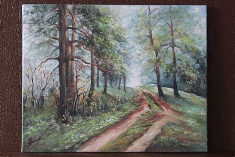 Forest Path Oil Painting Original Etsy