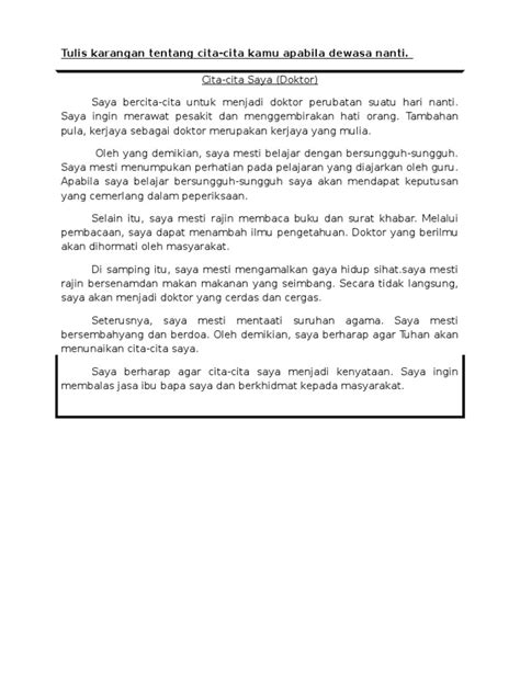 Rumah impian saya ini akan mempunyai pelbagai kelengkapan. Karangan Cita-cita Saya