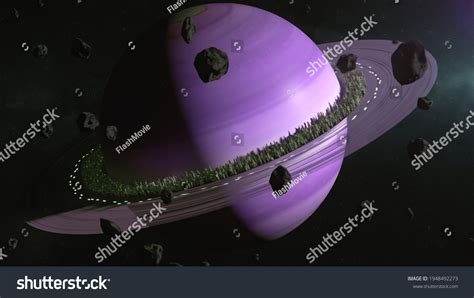 Planet Saturn Outer Space City Located Stock Illustration 1948492273