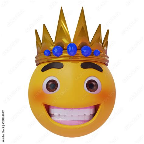 Illustration 3d Emoji King Smiley Face Isolated Transparent Background