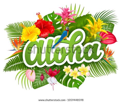 Aloha Hawaii Hand Drawn Lettering Tropical Stock Vector Royalty Free