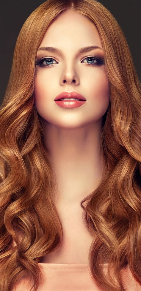 Women Model Redhead Long Hair Lipstick Blue Eyes 1440x2960 Phone Hd Wallpaper