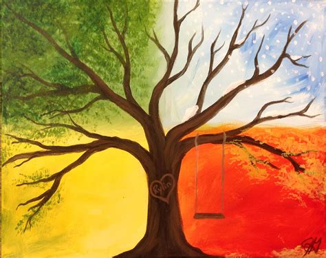 Seasons Watercolor Paintings For Beginners Tree