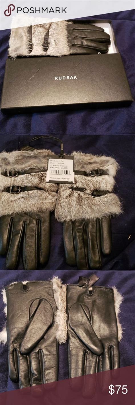 Beautiful New Rudsak Leather And Fur Gloves Fur Gloves Black Leather