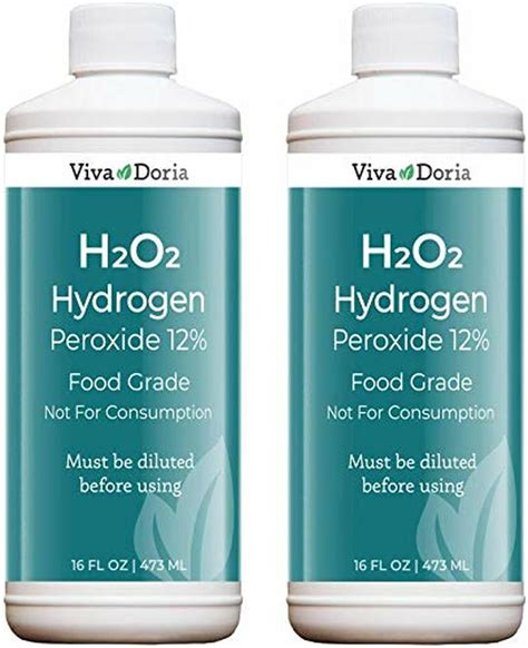 Pack Of 2 Hydrogen Peroxide 12 Percent Aqueous Solution Food Grade 16 Fl Oz Viva Doria