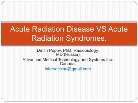Acute Radiation Disease Or Acute Radiation Syndromes Ppt