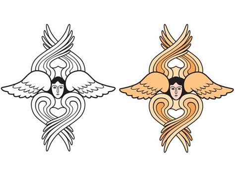 Angel Hand Drawn Religious Symbol Archangel With Wings Icon 523536