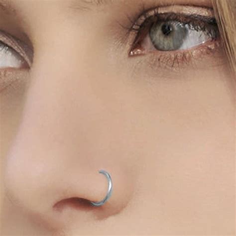 9k Gold Nose Rings Hinged Segment Ring 16 Gauge Hoop Etsy