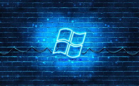 Download Wallpapers Windows Blue Logo 4k Blue Brickwall