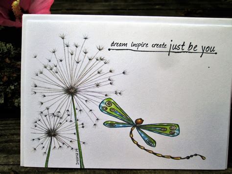 Dragonfly And Dandelion Art Print Dandelion Drawing Dragonfly Etsy