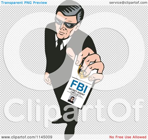 Clipart Of A Retro Secret Agent Holding Up An Fbi Badge Royalty Free Vector Illustration By