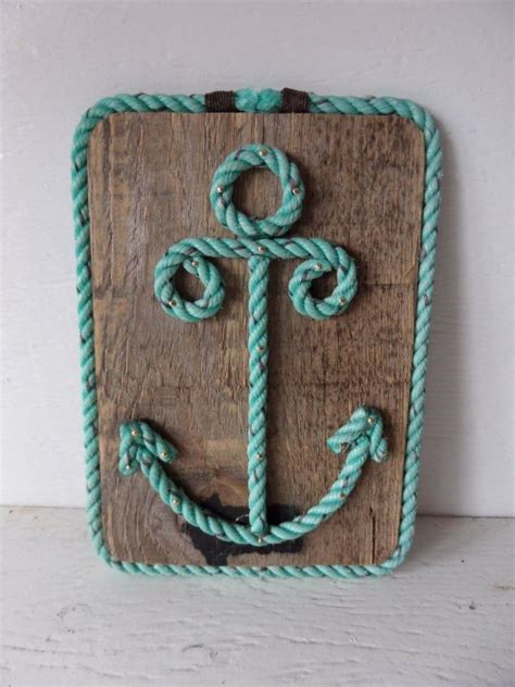 Pallet Wood With Rope Shaped Anchor Nautical Decor Wall Etsy