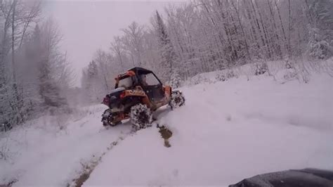 Rzr 1000s Snow Riding Busting Through Ice And Breaking Axles Youtube