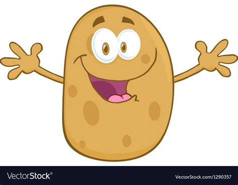 Potato Cartoon Mascot Character With Welcoming Open Arms Download A